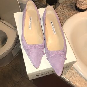 Manolo Blahnik Lavender Suede Flats